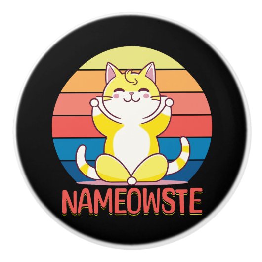 ヨガ猫 セラミックノブ (正面)