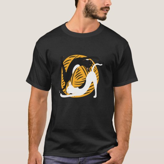 ヨガ猫、瞑想猫 Tシャツ (正面)