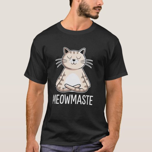 ヨガ猫、瞑想猫 Tシャツ (正面)