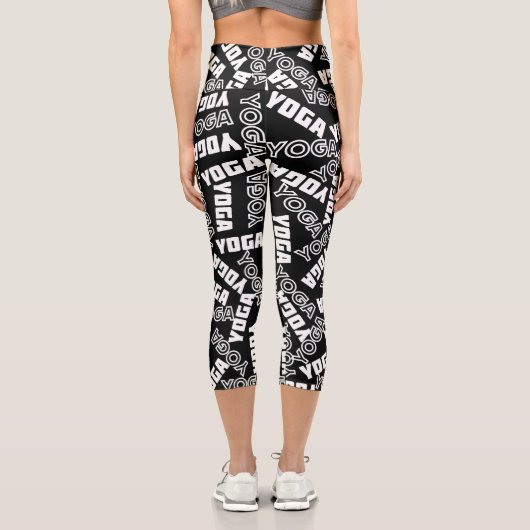 ヨガ用瞑想モノクロタイポグラフィ カプリレギンス (裏面)