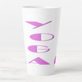 ヨガ瞑想くつろぎ淡い色の紫ホワイトヨガ カフェラテマグ (正面)