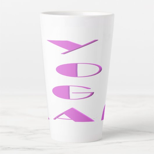 ヨガ瞑想くつろぎ淡い色の紫ホワイトヨガ カフェラテマグ (正面)