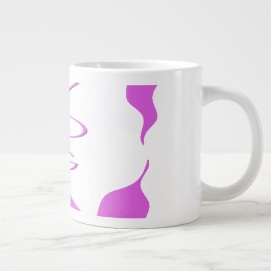 ヨガ瞑想くつろぎ淡い色の紫ホワイトヨガ ジャンボコーヒーマグカップ (右)