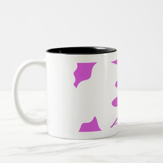 ヨガ瞑想くつろぎ淡い色の紫ホワイトヨガ ツートーンマグカップ (左)