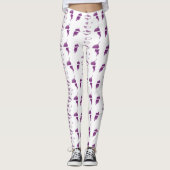 ヨガ瞑想くつろぎ淡い色の紫ホワイトヨガ レギンス (正面)