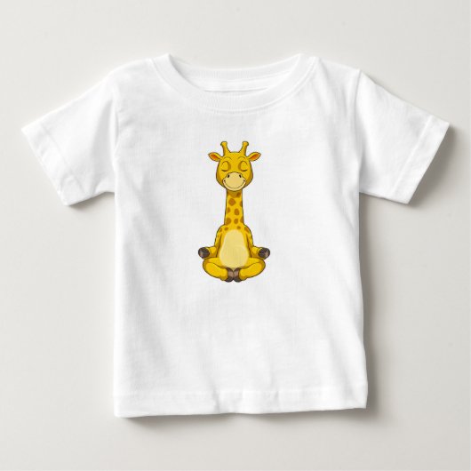 ヨガ瞑想のキリン ベビーTシャツ (正面)
