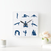 ヨガ瞑想のポジション スクエア壁時計 (ホーム)