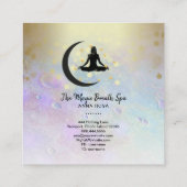 *～*ヨガ瞑想の金ゴールド女性+月の心遣い スクエア名刺 (裏面)