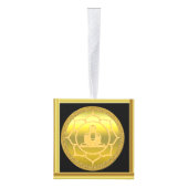 ヨガ瞑想をする仏スピリチュアル金ゴールド箔 キューブオーナメント (右)
