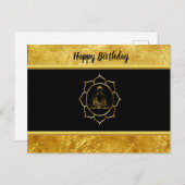 ヨガ瞑想をする仏スピリチュアル金ゴールド箔 ポストカード (正面/裏面)