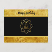 ヨガ瞑想をする仏スピリチュアル金ゴールド箔 ポストカード (正面)