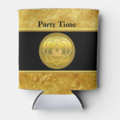 ヨガ瞑想をする仏スピリチュアル金ゴールド箔 缶クーラー (正面)