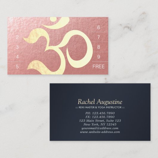 ヨガ瞑想インストラクターのロイヤルティーパンチカード オムシンボル ロイヤリティカード (正面/裏面)