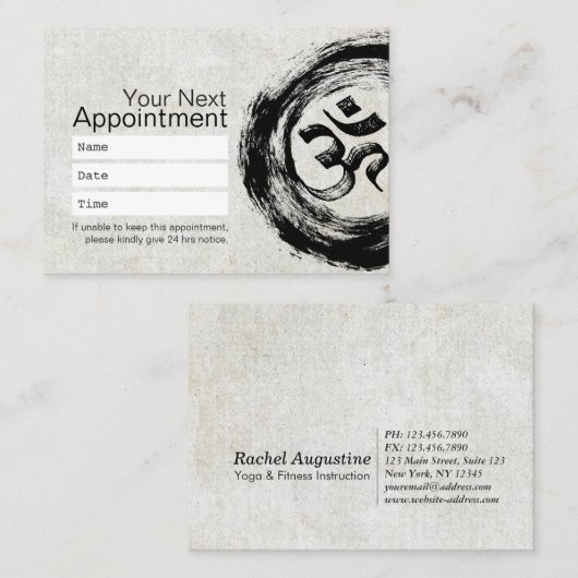 ヨガ瞑想インストラクターアポイントメントオムシンボル 予約カード (正面/裏面)