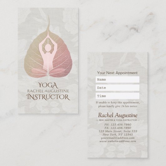 ヨガ瞑想インストラクターアポイントメントボディリーフ 予約カード (正面/裏面)