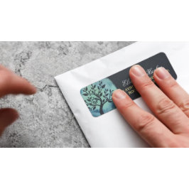 ヨガ瞑想インストラクターエレガントウォーターカラーツリー ラベル