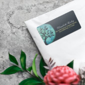 ヨガ瞑想インストラクターエレガントウォーターカラーツリー ラベル