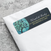 ヨガ瞑想インストラクターエレガントウォーターカラーツリー ラベル