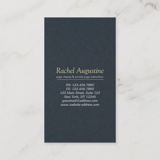 ヨガ瞑想インストラクターエレガントブラックティール（緑がかった色）ツリー 名刺 (裏面)