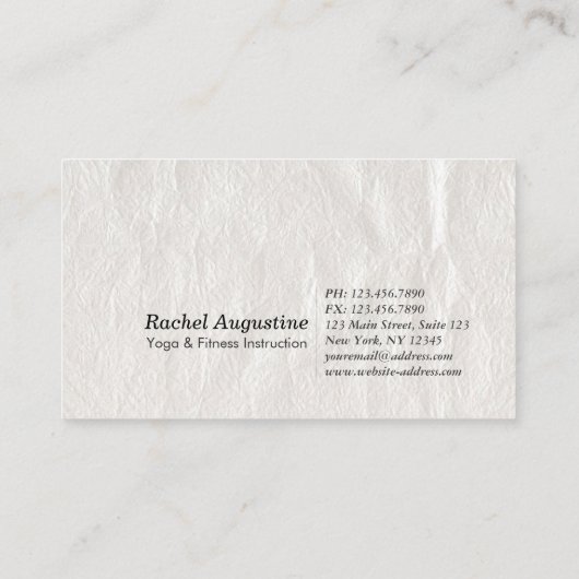 ヨガ瞑想インストラクターエレガントホワイトティール（緑がかった色）ツリー 名刺 (裏面)