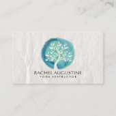 ヨガ瞑想インストラクターエレガントホワイトティール(緑がかった色)ツリー 名刺 (正面)