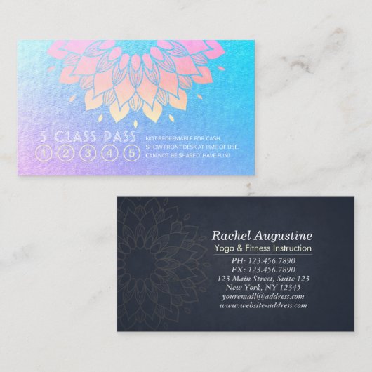 ヨガ瞑想インストラクタークラスパスロイヤリティカード ロイヤリティカード (正面/裏面)