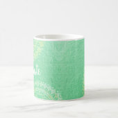 ヨガ瞑想インストラクターグリーンゴールドフォイルマンダラ コーヒーマグカップ (中央)