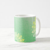 ヨガ瞑想インストラクターグリーンゴールドフォイルマンダラ コーヒーマグカップ (正面右)