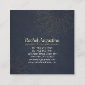 ヨガ瞑想インストラクターグリーンゴールドフォイルマンダラ スクエア名刺 (裏面)