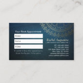 ヨガ瞑想インストラクターグリーンゴールドフォイルマンダラ 予約カード (裏面)