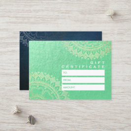 ヨガ瞑想インストラクターグリーンゴールドフォイルマンダラ 割引カード