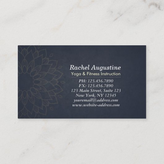 ヨガ瞑想インストラクターグリーンゴールドフォイルマンダラ 名刺 (裏面)