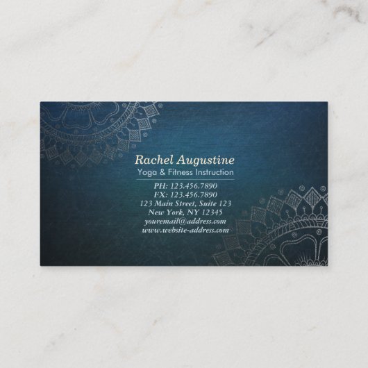 ヨガ瞑想インストラクターグリーンブルー金ゴールドマンダラ 名刺 (裏面)