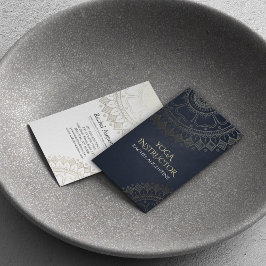 ヨガ瞑想インストラクターシックブラック金ゴールドマンダラ 名刺