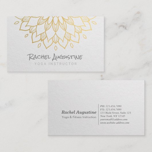 ヨガ瞑想インストラクターシック白金ゴールド曼荼羅 名刺 (正面/裏面)