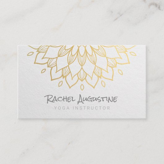 ヨガ瞑想インストラクターシック白金ゴールド曼荼羅 名刺 (正面)