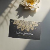 ヨガ瞑想インストラクターシック黒金ゴールド曼荼羅 名刺