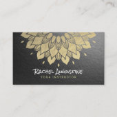 ヨガ瞑想インストラクターシック黒金ゴールド曼荼羅 名刺 (正面)