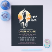 ヨガ瞑想インストラクターツリーポーズフルムーン チラシ (シングル)