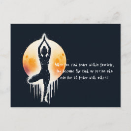 ヨガ瞑想インストラクターツリーポーズフルムーン ポストカード