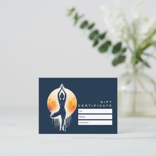 ヨガ瞑想インストラクターツリーポーズフルムーン 割引カード (スタンド正面)