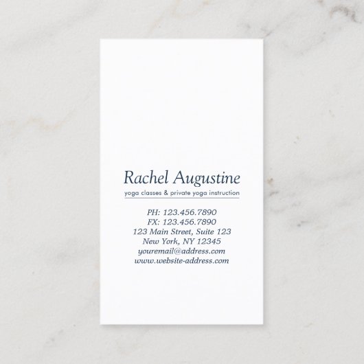 ヨガ瞑想インストラクターツリーポーズフルムーン 名刺 (裏面)