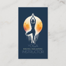 ヨガ瞑想インストラクターツリーポーズフルムーン 名刺
