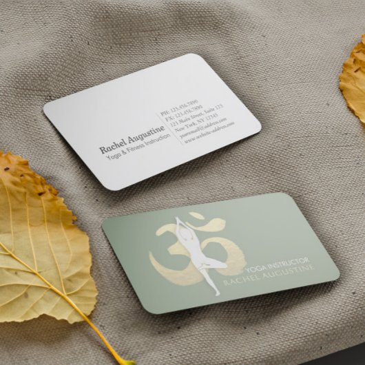 ヨガ瞑想インストラクターツリーポーズ金ゴールドOMサイン 名刺