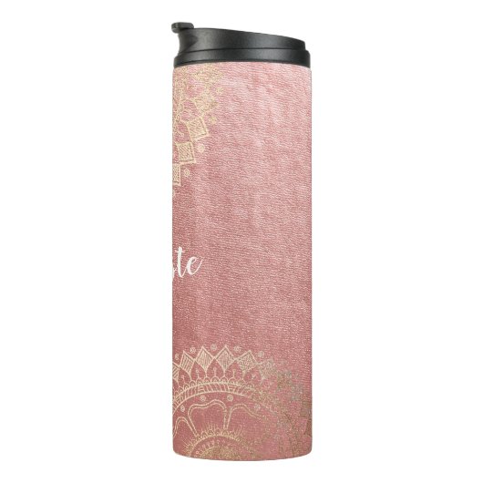 ヨガ瞑想インストラクターピンクゴールドフォイルマンダラ タンブラー (回転右)