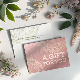 ヨガ瞑想インストラクターピンクゴールドフォイルマンダラ 割引カード