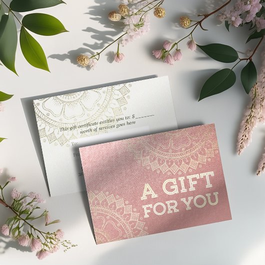 ヨガ瞑想インストラクターピンクゴールドフォイルマンダラ 割引カード