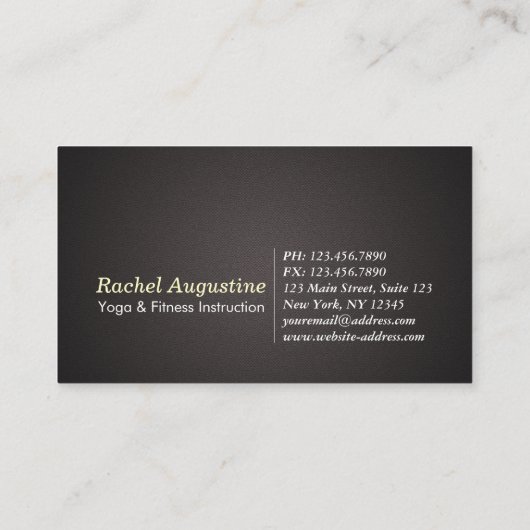 ヨガ瞑想インストラクターブラックシルバーゼンシンボル 名刺 (裏面)