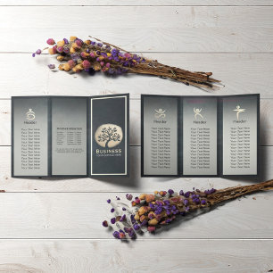 ヨガ瞑想インストラクターブラック金ゴールドツリートリフォールド