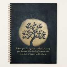 ヨガ瞑想インストラクターブラック金ゴールドツリー引用文